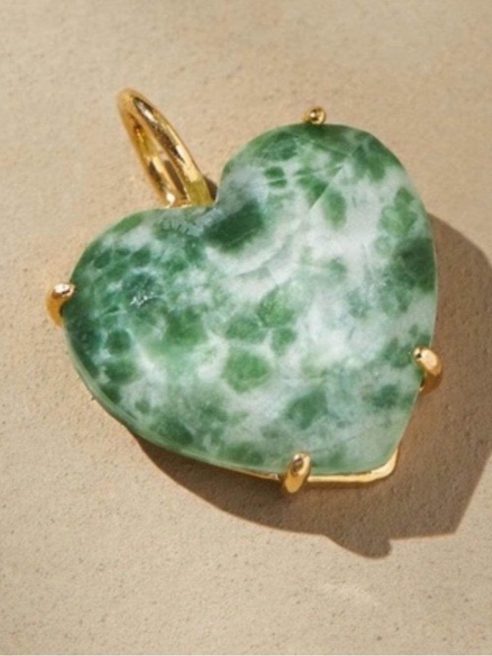 New Anthropologie Hear Stone Agate Charm Green